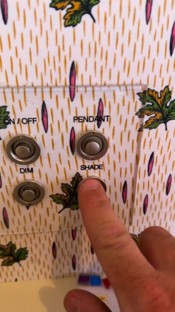 Fancy fancy Lutron shades w/ Forbes and Lomax controls, matching wallpaper, etc etc
