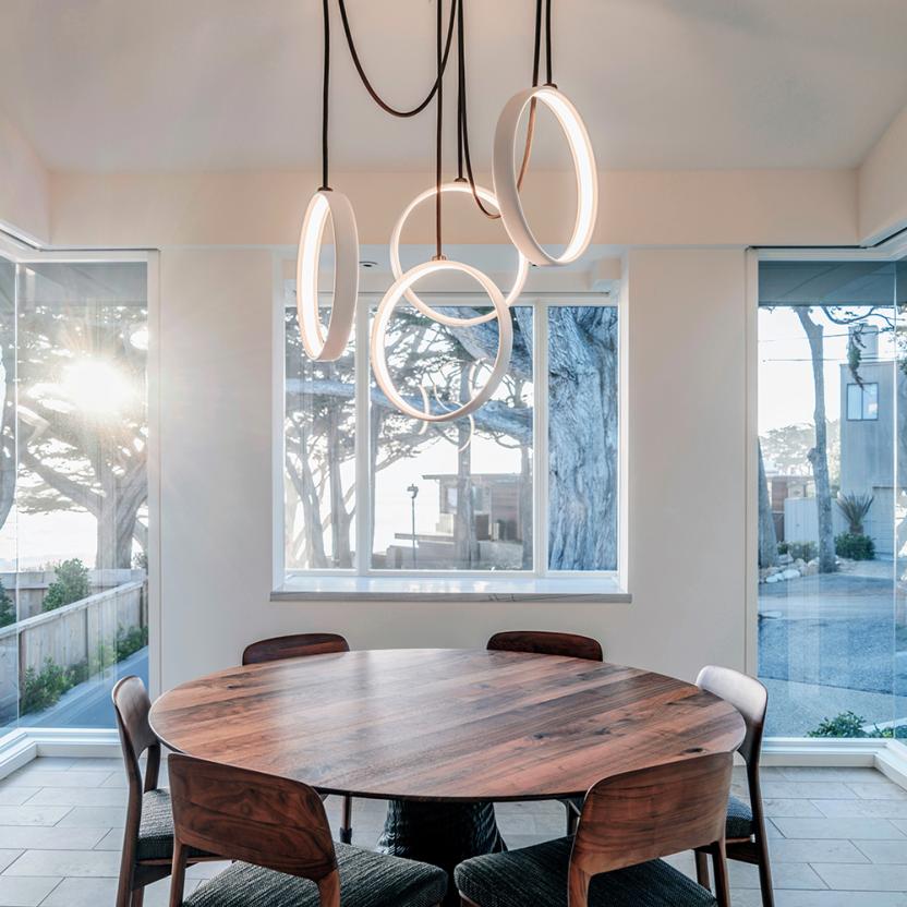 Ted Bradley Studio Ring light sculpture with Lutron Intelligent Lighting